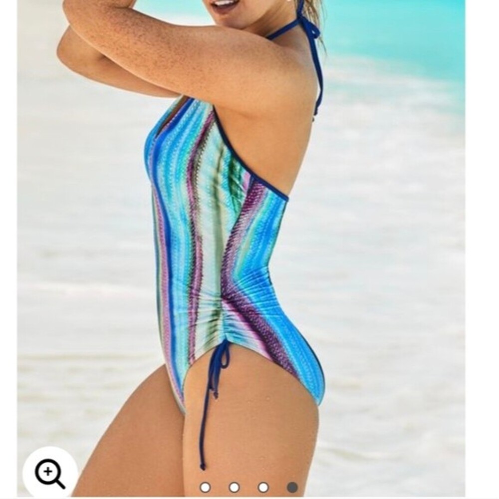 Swimsuits for all HALTER ADJUSTABLE ONE PIECE SWIMSUIT in Pastel Stripe - Picture 2 of 12
